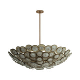 Perenna Oversized Chandelier 40", Patina Brass and Smoke Taupe Piastra Glass