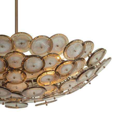 Perenna Oversized Chandelier 40", Patina Brass and Smoke Taupe Piastra Glass
