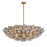 Perenna Oversized Chandelier 40", Patina Brass and Smoke Taupe Piastra Glass