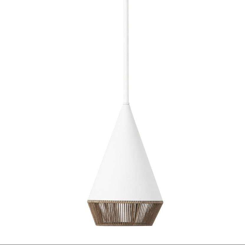 Sunita Small Pendant 7", Matte White and Rope