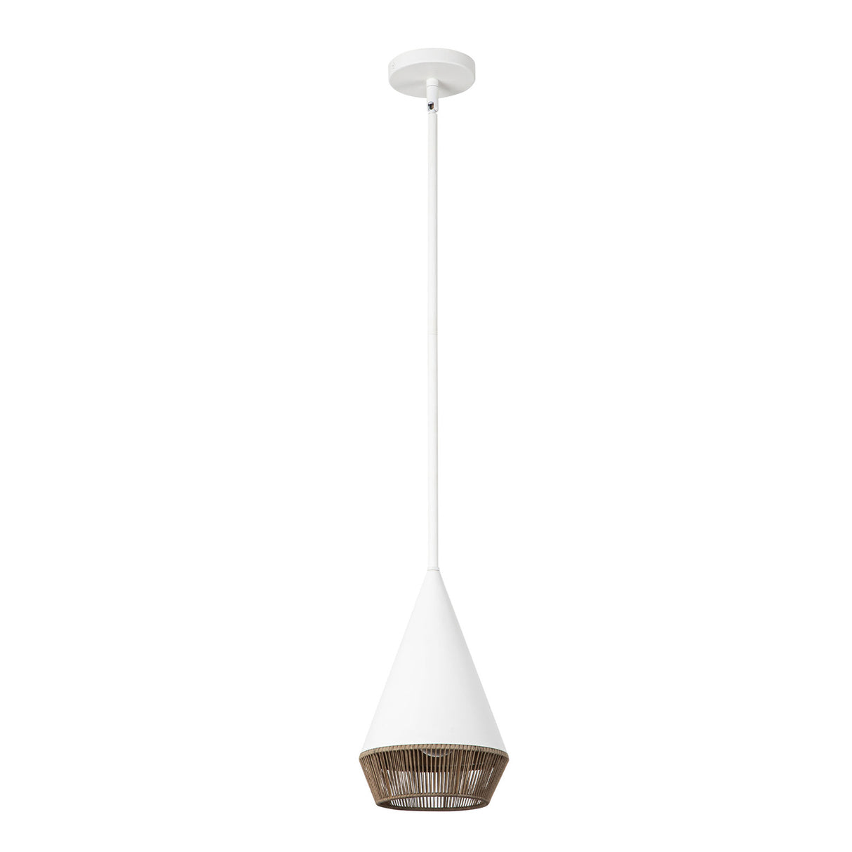 Sunita Small Pendant 7", Matte White and Rope