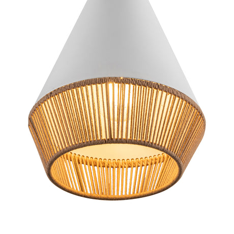 Sunita Small Pendant 7", Matte White and Rope