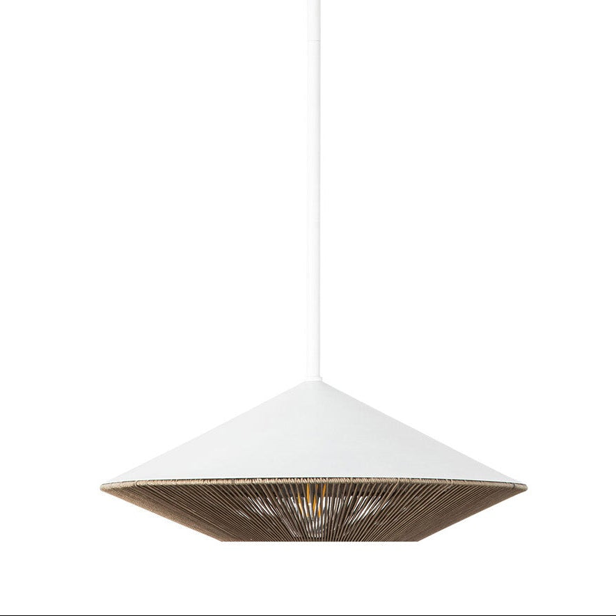 Sunita Medium Pendant 15", Matte White and Rope