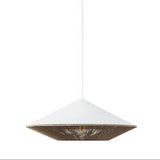 Sunita Medium Pendant 15", Matte White and Rope