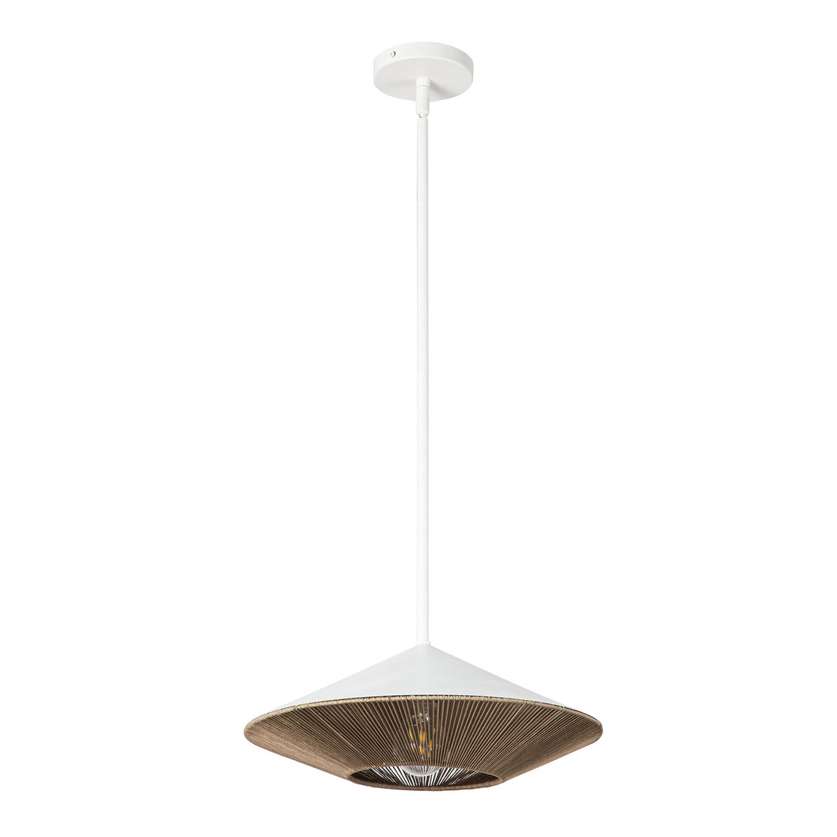 Sunita Medium Pendant 15", Matte White and Rope