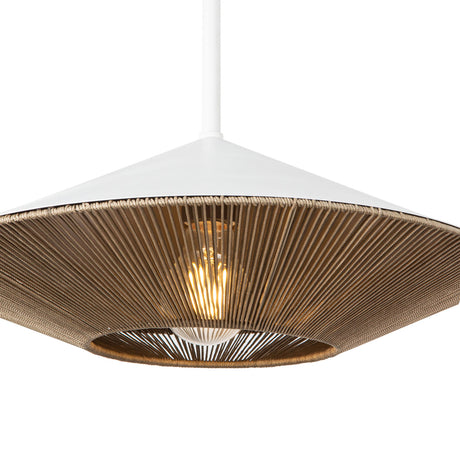 Sunita Medium Pendant 15", Matte White and Rope