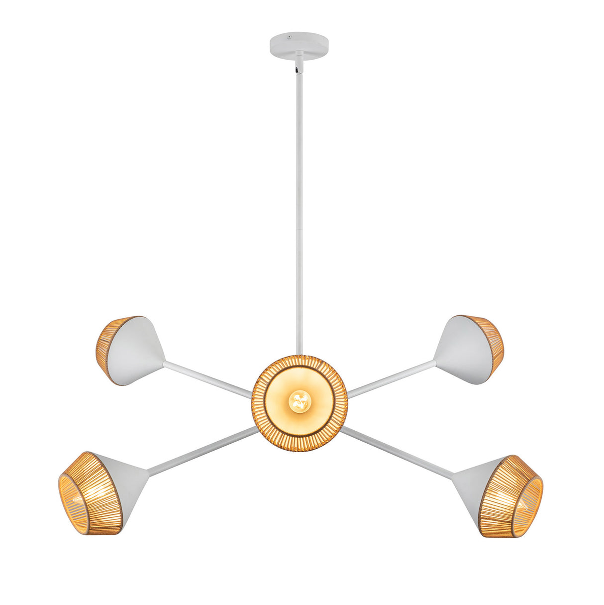 Sunita 6 Light Chandelier 38", Matte White and Rope