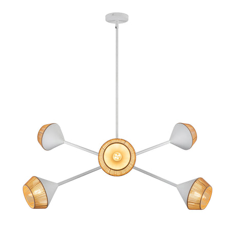 Sunita 6 Light Chandelier 38", Matte White and Rope