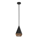 Sunita Small Pendant 7", Matte Black and Rope