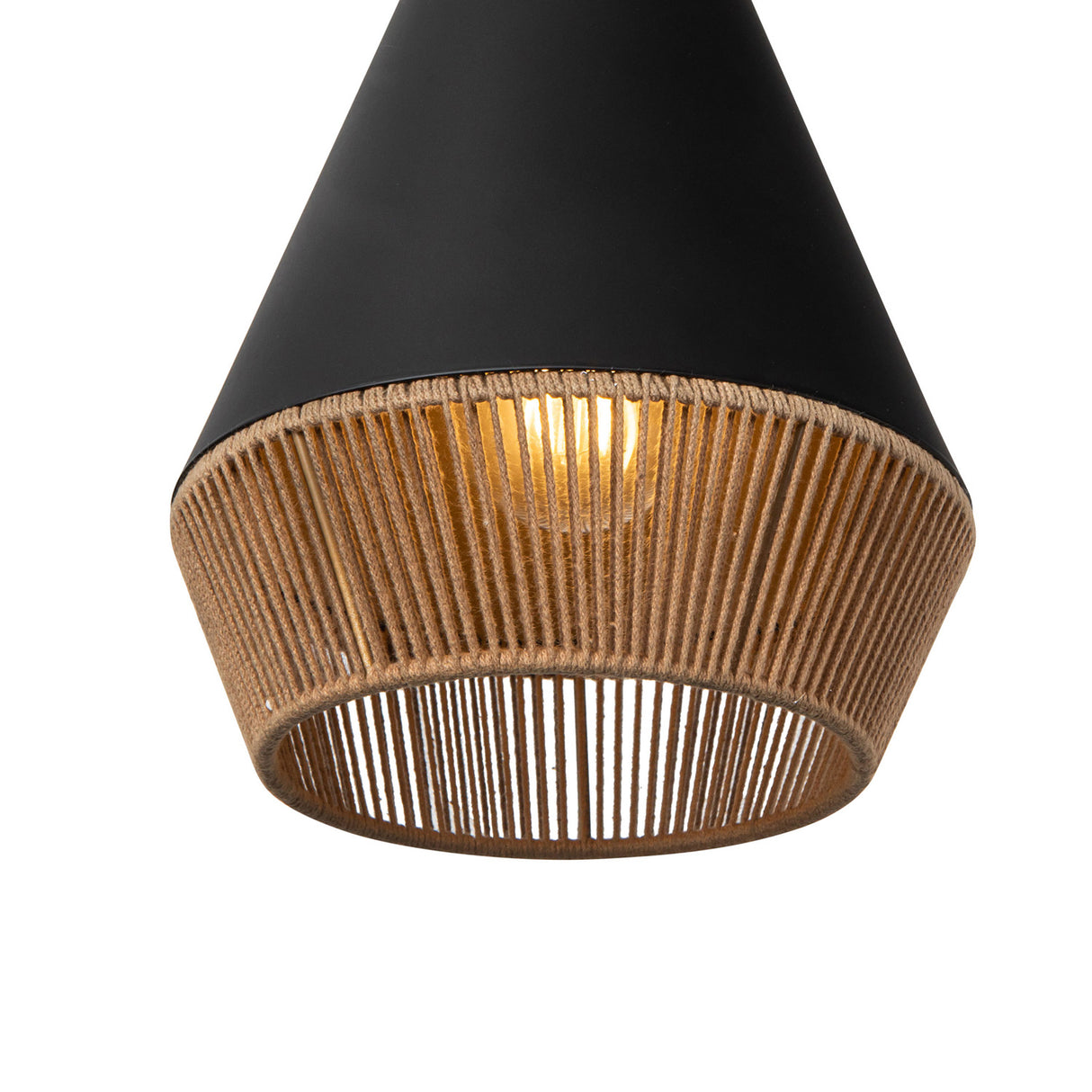 Sunita Small Pendant 7", Matte Black and Rope