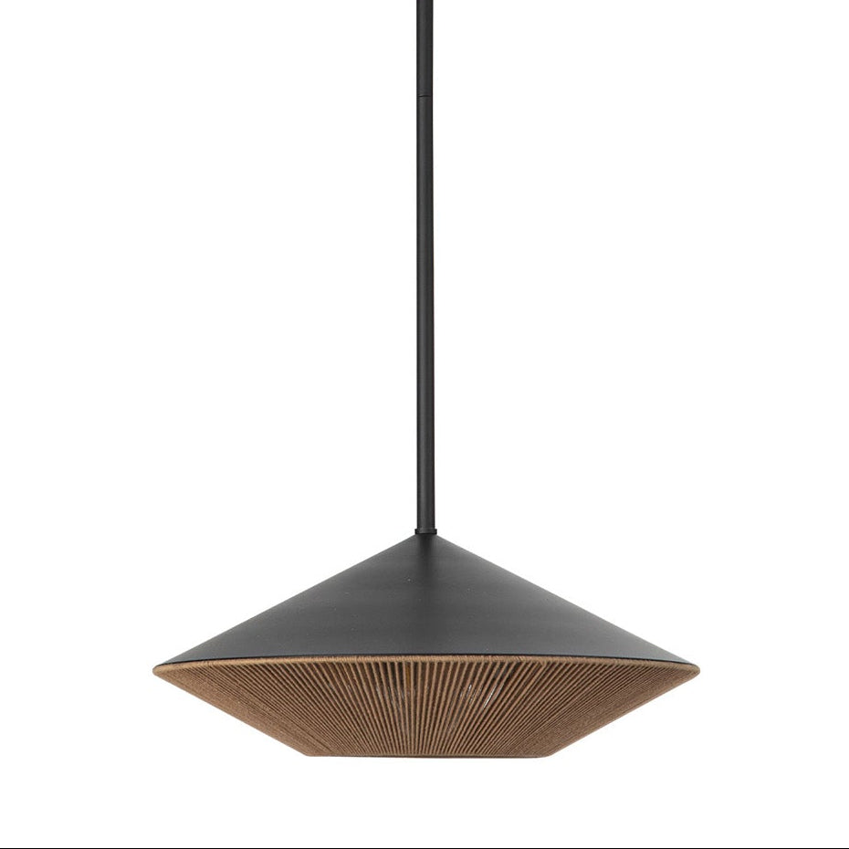 Sunita Medium Pendant 15", Matte Black and Rope