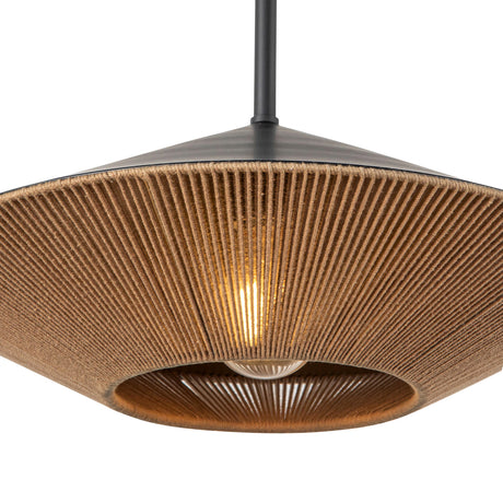 Sunita Medium Pendant 15", Matte Black and Rope