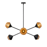 Sunita 6 Light Chandelier 38", Matte Black and Rope