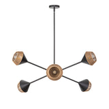 Sunita 6 Light Chandelier 38", Matte Black and Rope