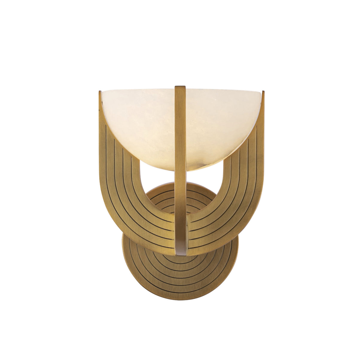 Armand LED Wall Sconce 8", Vintage Brass and Alabaster