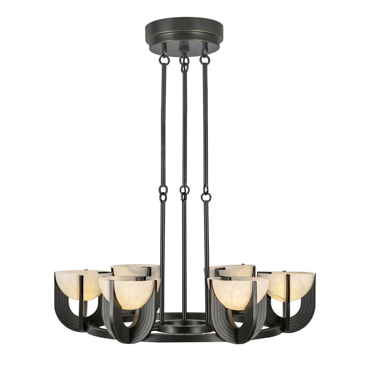 Armand LED Chandelier 28", Urban Bronze and Alabaster