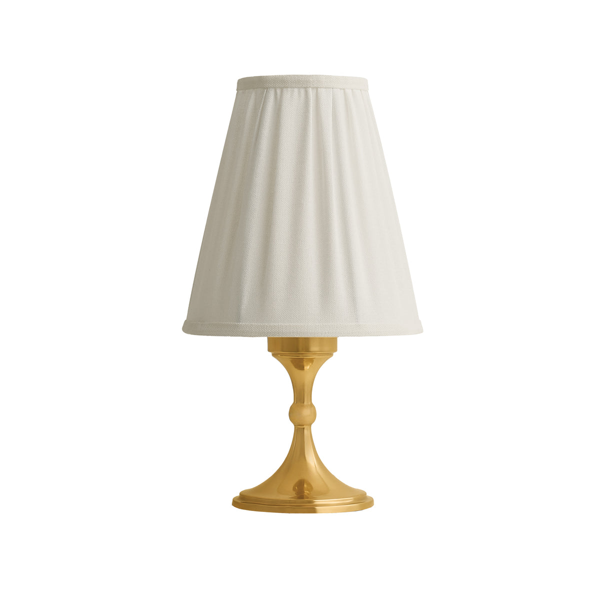 Antara Rechargeable Table Lamp 12", Aged Brass and Off-White Linen