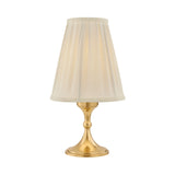 Antara Rechargeable Table Lamp 12", Aged Brass and Off-White Linen