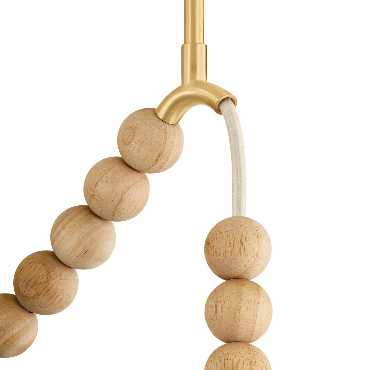 Wilhelmina 3 Light Swag Chandelier, Aged Brass, Oak, and Cloud Glass