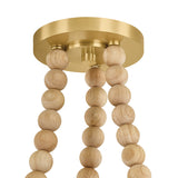 Wilhelmina 3 Light Swag Chandelier, Aged Brass, Oak, and Cloud Glass