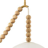 Wilhelmina Swag Pendant, Aged Brass, Oak, and Cloud Glass