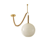 Wilhelmina Swag Pendant, Aged Brass, Oak, and Cloud Glass