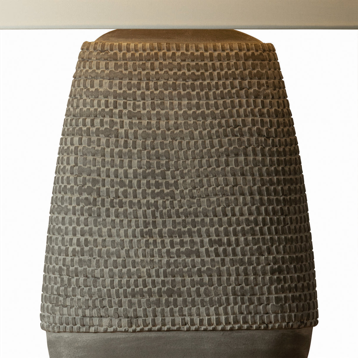 Kian Table Lamp 27", Textured Gray Ceramic and Patina Brass