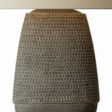 Kian Table Lamp 27", Textured Gray Ceramic and Patina Brass