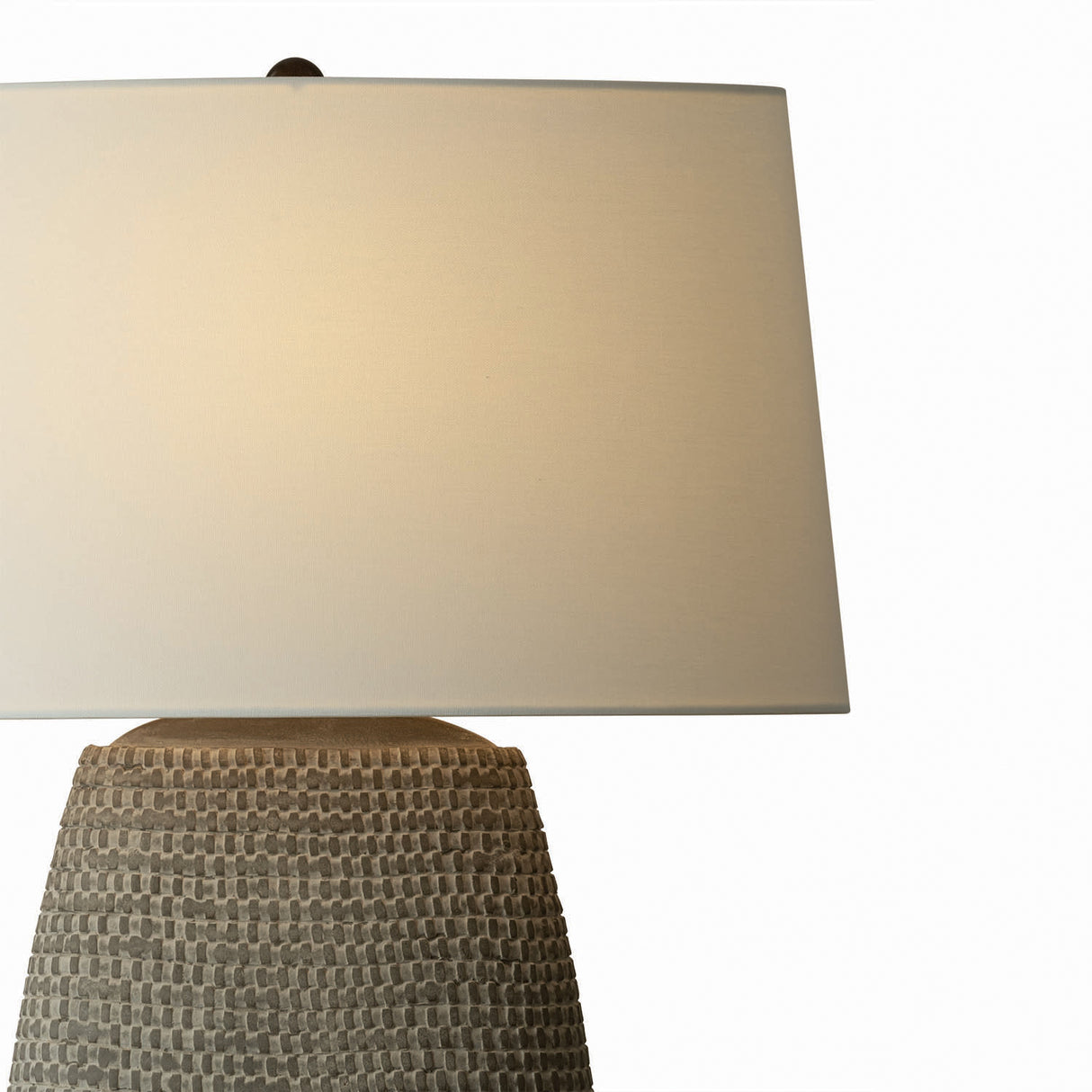 Kian Table Lamp 27", Textured Gray Ceramic and Patina Brass