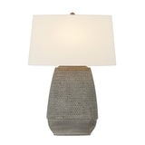 Kian Table Lamp 27", Textured Gray Ceramic and Patina Brass