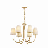 Catherine 6 Light Chandelier 28", Gold Leaf and Raw Silk