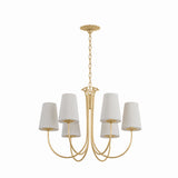 Catherine 6 Light Chandelier 28", Gold Leaf and Raw Silk