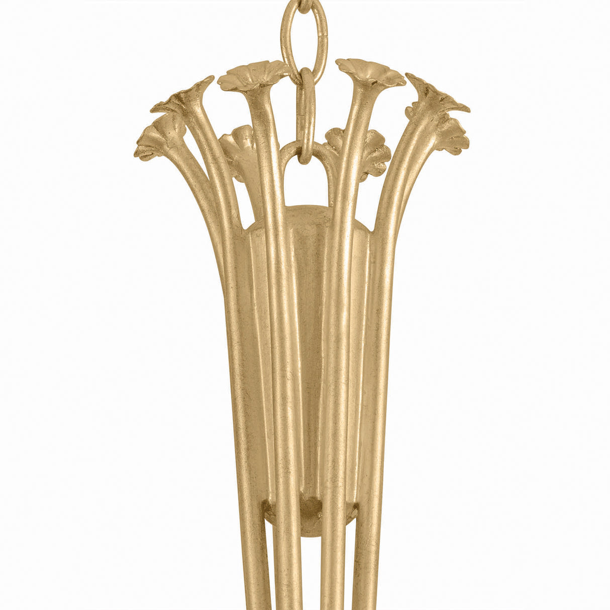 Catherine 6 Light Chandelier 28", Gold Leaf and Raw Silk