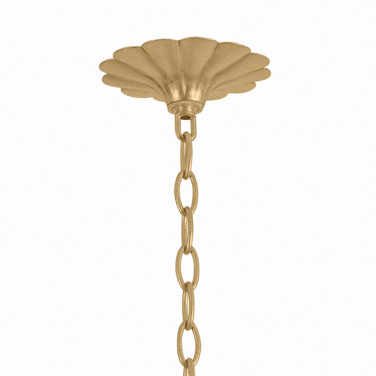 Catherine 6 Light Chandelier 28", Gold Leaf and Raw Silk