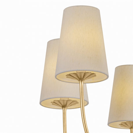 Catherine 6 Light Chandelier 28", Gold Leaf and Raw Silk