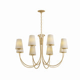 Catherine 8 Light Chandelier 40", Gold Leaf and Raw Silk