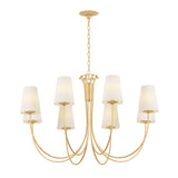 Catherine 8 Light Chandelier 40", Gold Leaf and Raw Silk