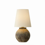 Raffael Table Lamp 20", Aged Earth Ceramic and Patina Brass