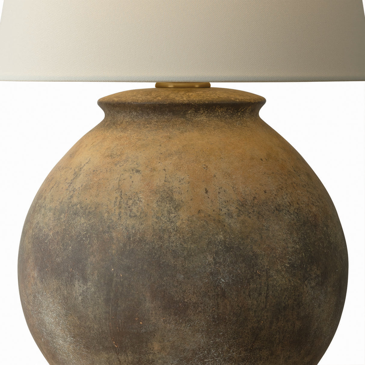 Raffael Table Lamp 20", Aged Earth Ceramic and Patina Brass