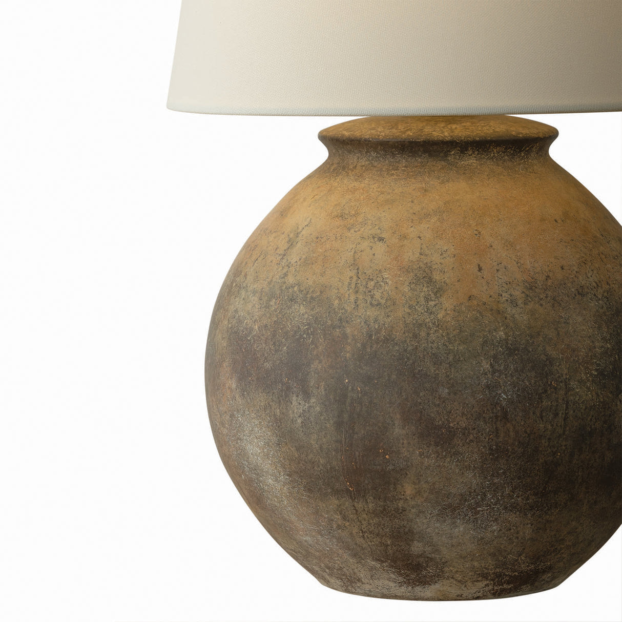 Raffael Table Lamp 20", Aged Earth Ceramic and Patina Brass