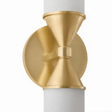 Sayer 2 Light Wall Sconce 25", Aged Brass and Cloud Glass