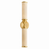 Sayer 2 Light Wall Sconce 25", Aged Brass and Cloud Glass