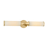 Sayer 2 Light Wall Sconce 25", Aged Brass and Cloud Glass