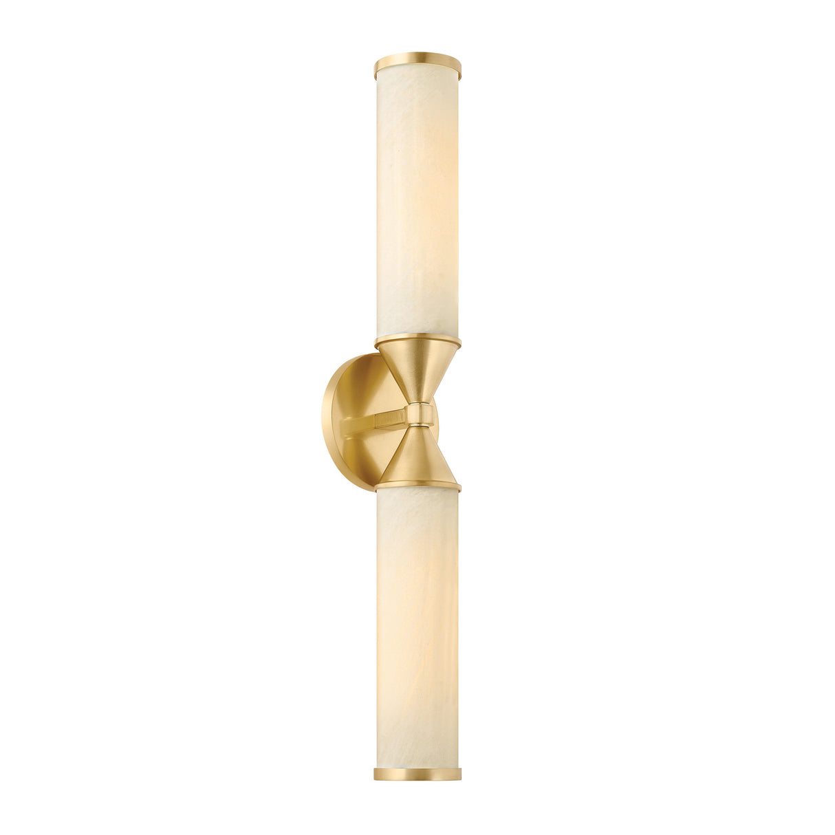 Sayer 2 Light Wall Sconce 25", Aged Brass and Cloud Glass