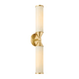 Sayer 2 Light Wall Sconce 25", Aged Brass and Cloud Glass