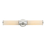 Sayer 2 Light Wall Sconce 25", Polished Nickel and Cloud Glass