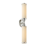 Sayer 2 Light Wall Sconce 25", Polished Nickel and Cloud Glass