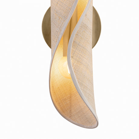 Xyra Wall Sconce 16", Aged Brass and Raffia