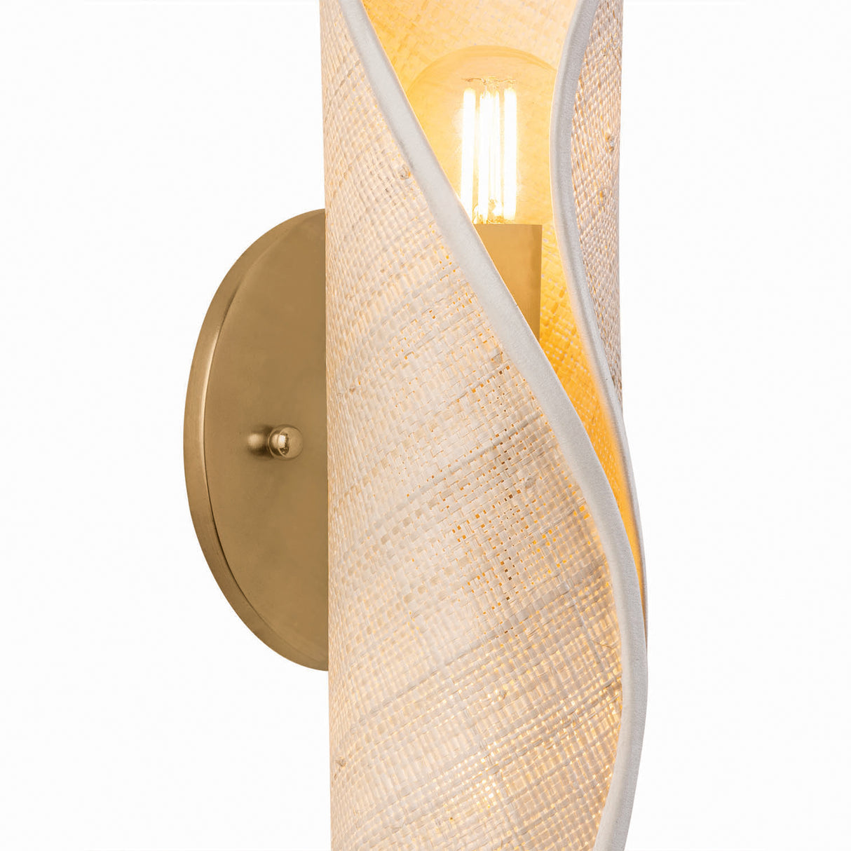 Xyra Wall Sconce 16", Aged Brass and Raffia