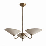 Zayla 3 Light Chandelier 34", Patina Brass and Textured Linen